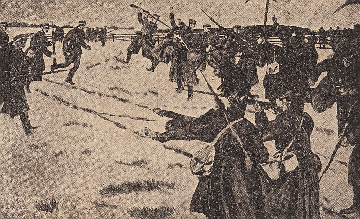 Tarpukario laikų atvirutė „Mūšis su lenkais ties Širvintomis“. Iš šiauliečio Petro Kaminsko kolekcijos.