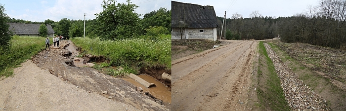 Liūčių suniokotas kelias jau atstatytas...