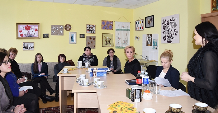 Susitikimo su socialinėmis darbuotojomis akimirka