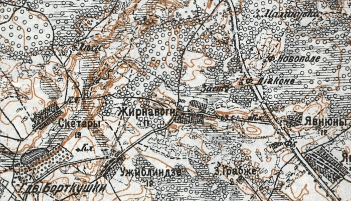 Rusijos imperijos žemėlapio fragmentas, kur Žarnavagiai yra Žirnavogi.